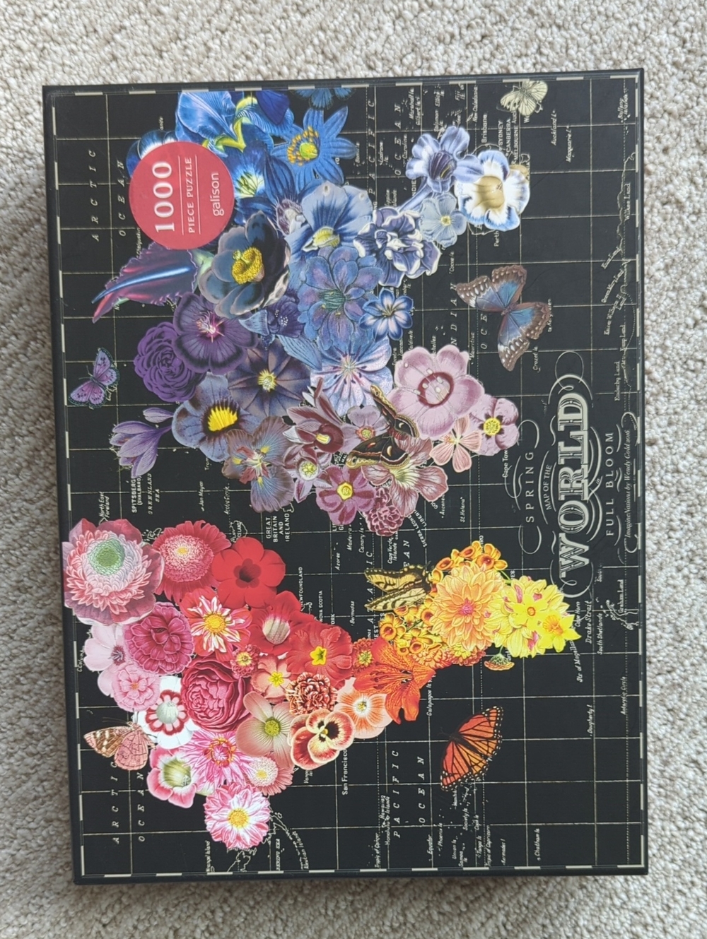 Galison Puzzle Spring Map of the World Full Bloom 1000 Piece Jigsaw Puzzle